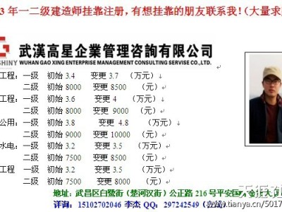 2013一級建造師掛靠注冊、二級注冊建造師掛靠注冊、建造師證書掛靠！