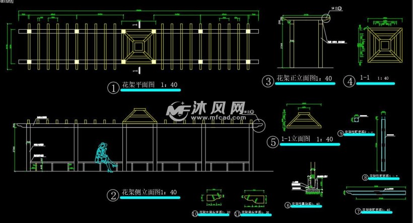 花架施工圖花架施工圖剖面圖  第1張